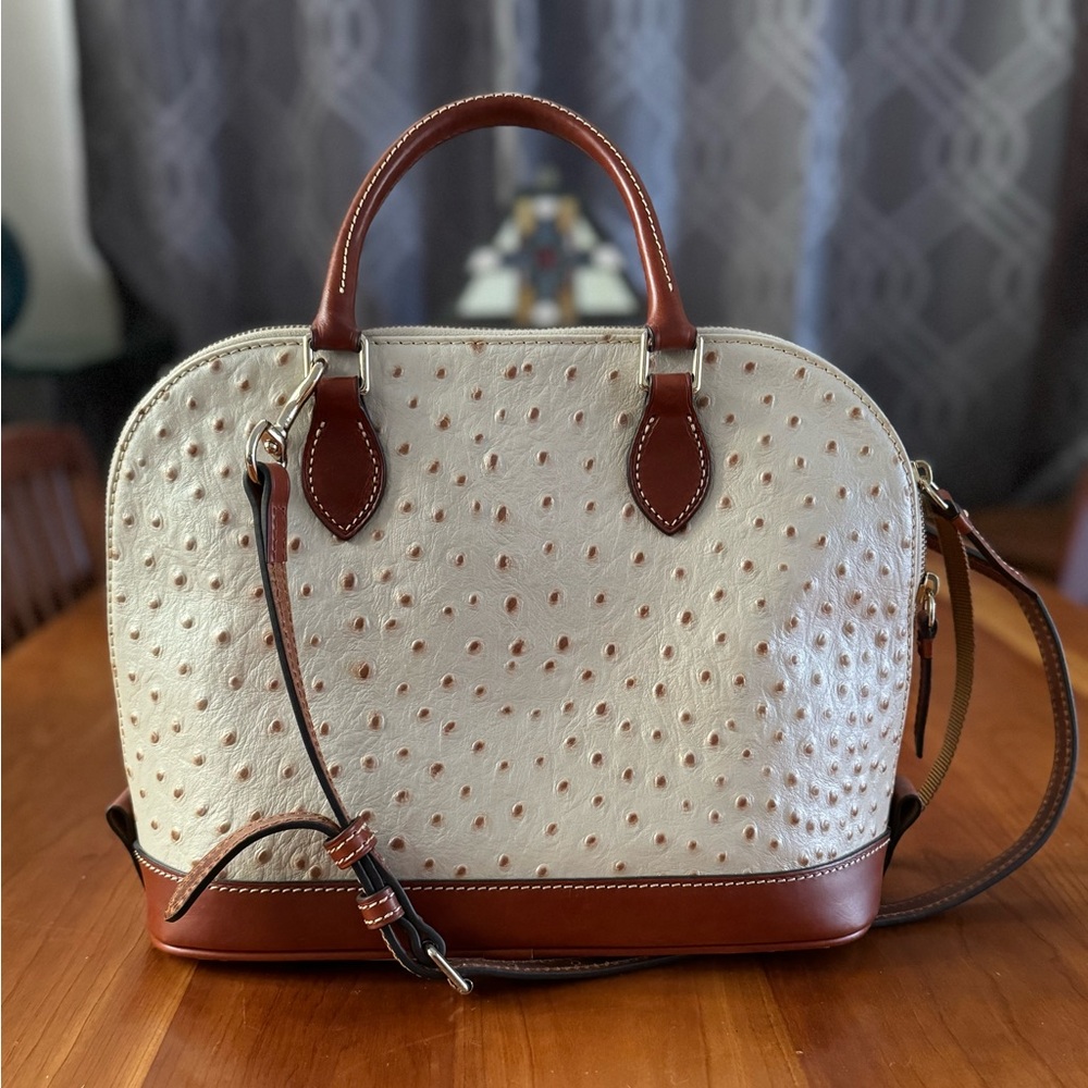 Dooney & Bourke cream ostrich leather handbag